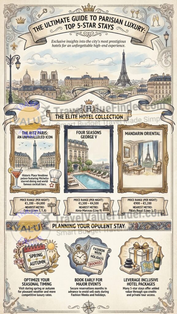 Infographic - 5 Star Hotels in Paris France -Top Luxury Hotels in Paris and Boutique Stays