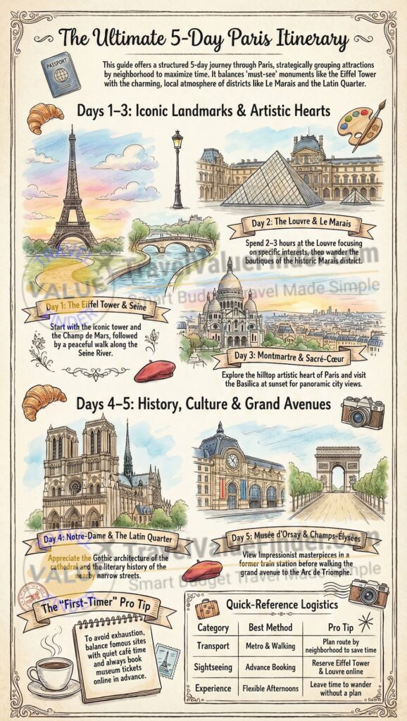 Ultimate Paris Itinerary for First-Time Visitors: Top Things to Do 2 Infographic Essential Stops on Your Ultimate Paris Itinerary for First-Time Visitors