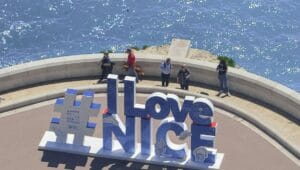 Itineraries for Visiting Nice Aerial View of I Love Nice Sign on Sunny Day
