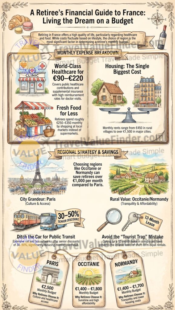 Cost of Living in France for Retirees: Real Numbers & Tips 2 Cost of Living in France for Retirees - Real Numbers & Tips - Infographic