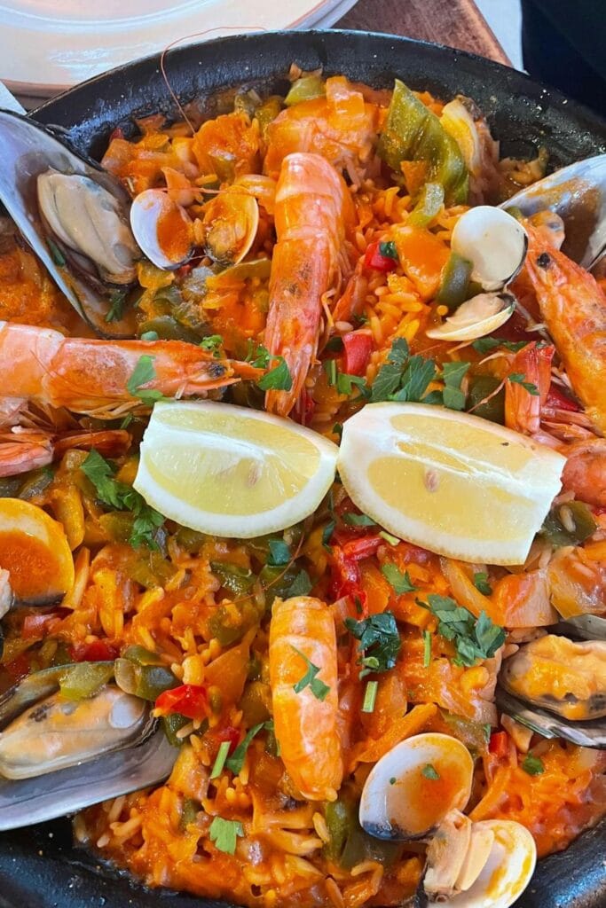 Spanish Seafood Paella with Lemons