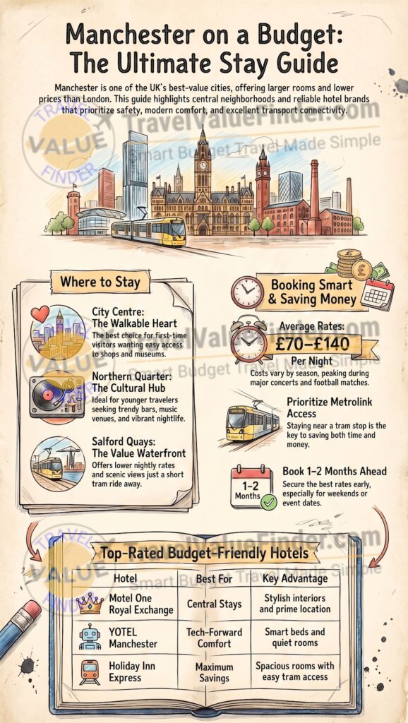 Infographic - Best Budget Hotels in Manchester, England - Affordable & Central Stays