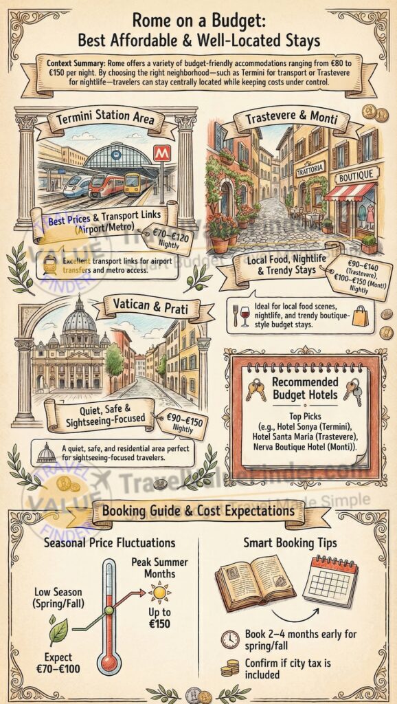 Infographic - Cheap Hotels in Rome - Affordable & Well-Located Places to Stay