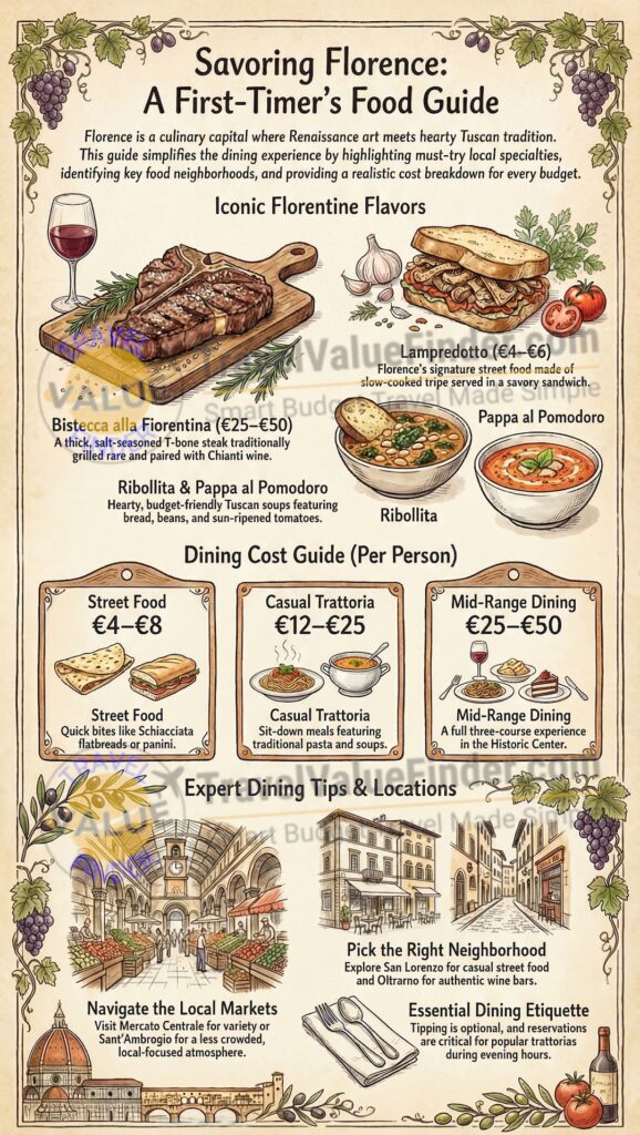 Infographic - Florence Food Guide - Best Restaurants, Street Food & Local Specialties