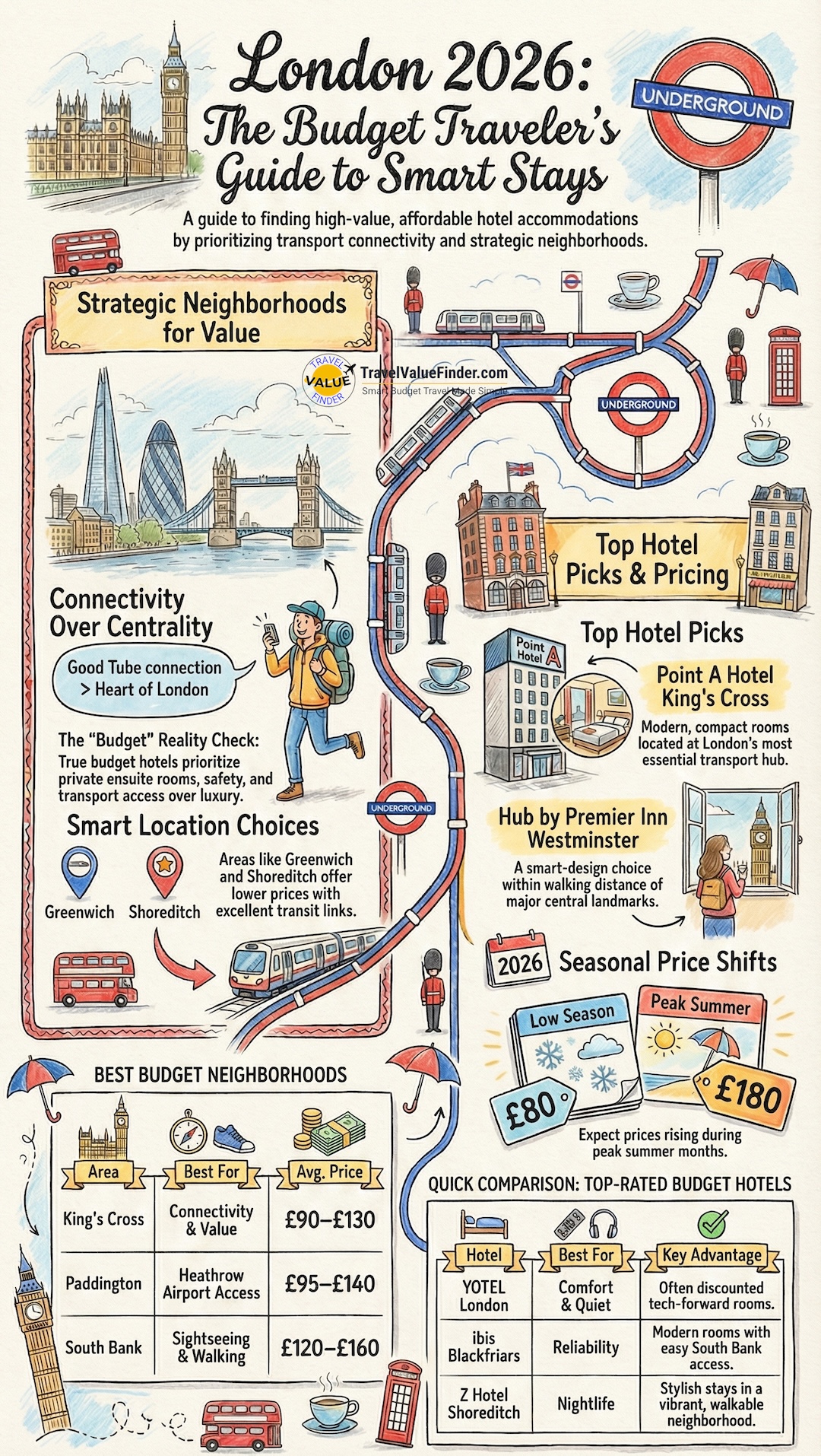 Infographic Illustrating the Best Budget Hotels in London UK