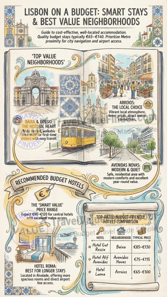 Infographic - Lisbon Hotels - Best Budget Neighborhoods & Cheap Stays