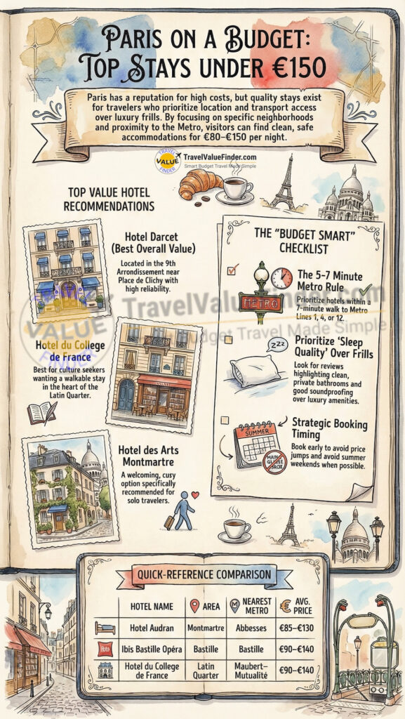 Infographic on Finding the Best Budget Hotels in Paris Under 150 -Affordable and Well Located Stays