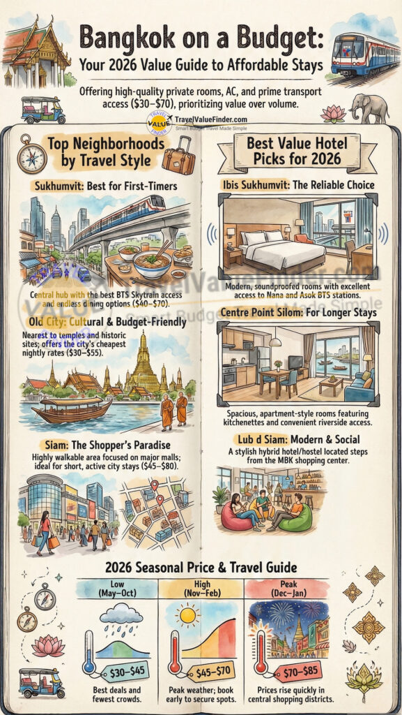 Best Budget Hotels in Bangkok, Thailand (Affordable & Cheap Stays for 2026) 2 Infographic to Finding the Best Budget Hotels in Bangkok Thailand