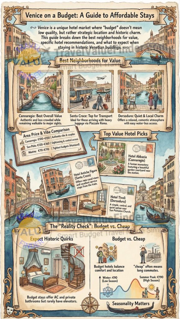 Infographic to Finding the Best Budget Hotels in Venice, Italy - Cheap Affordable Stays