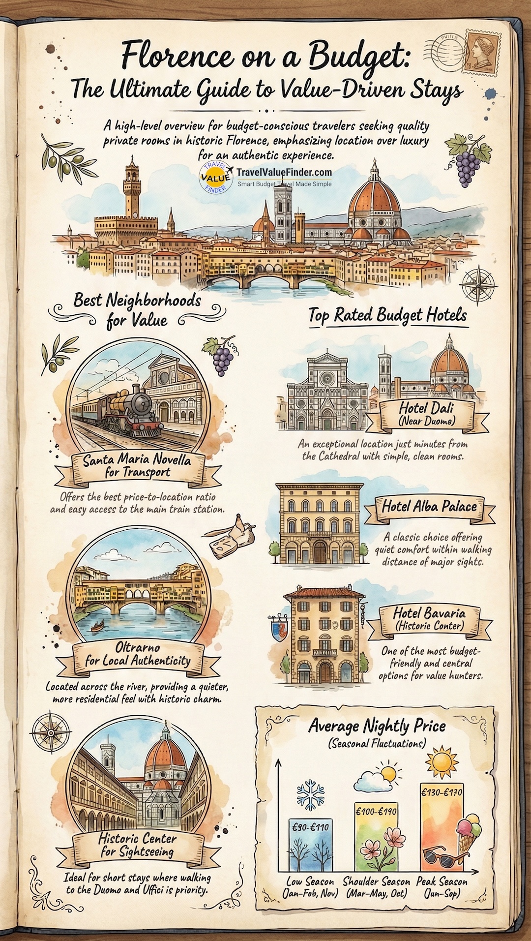 Infographics on Finding the Best Budget Hotels in Florence, Italy