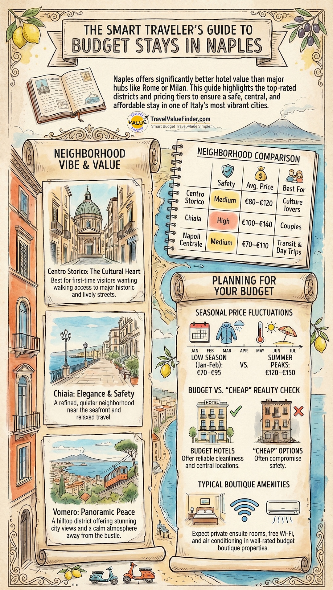 Best Budget Hotels in Naples (Affordable & Central Stays for 2026) 2 Infographics- Best Budget Hotels in Naples (Affordable & Central Stays)