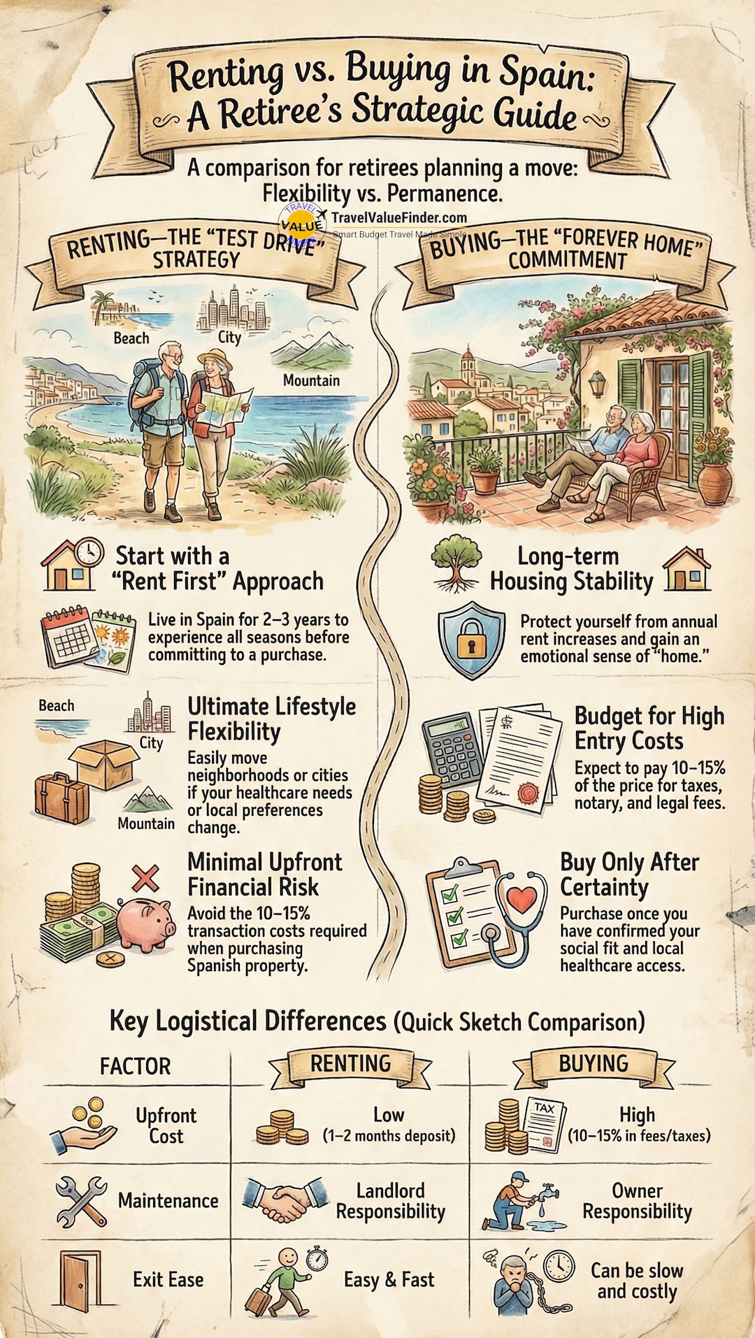 Infographics Illustrating - Renting vs Buying a Property in Spain - What I’d Do (and Why) as a Retiree