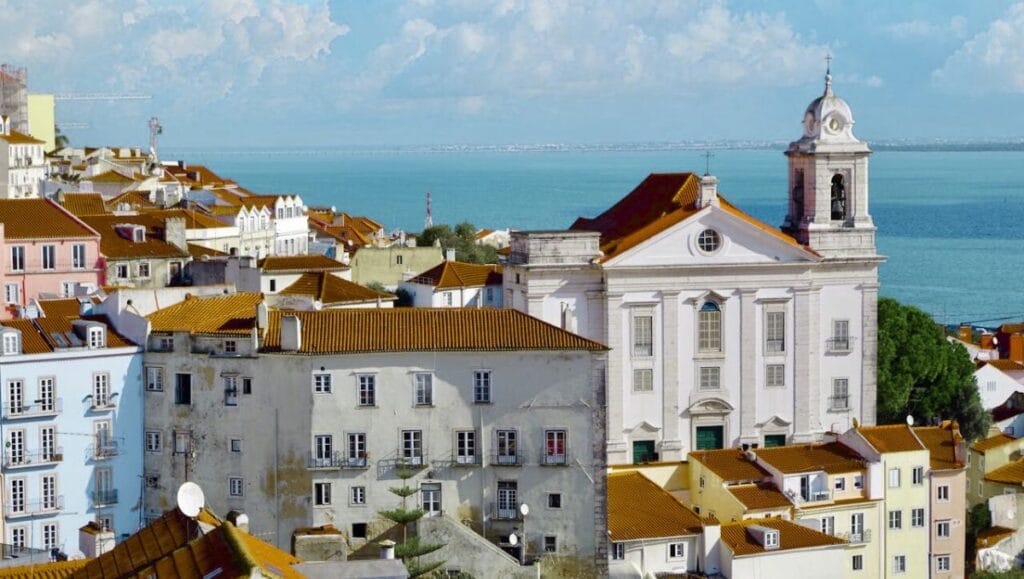 Old Town Buildings in Alfama District Lisbon Portugal
