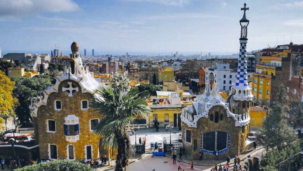 The Casa El Guardia Buildings in Park Guell Barcelona Spain