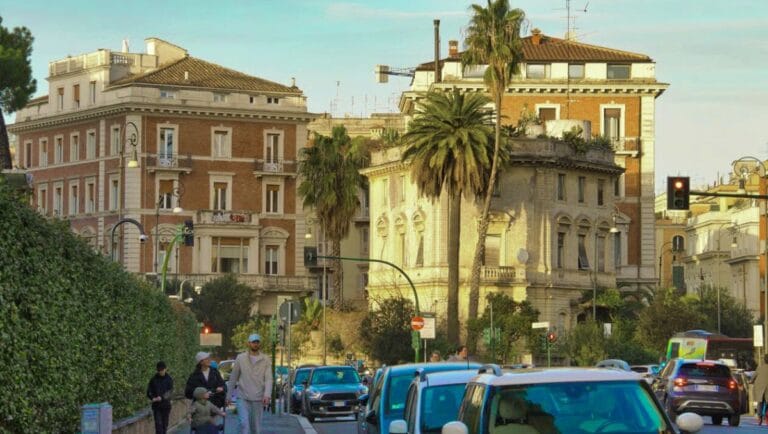 Transportation in Rome Busy Street Scene in Central Rome, Italy