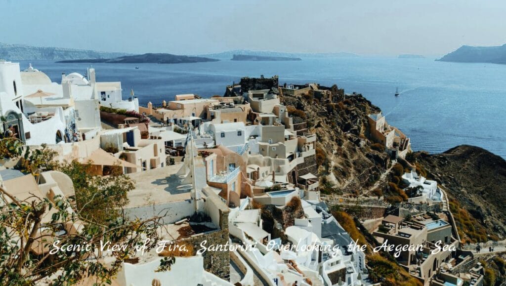 Scenic View of Fira, Santorini Overlooking the Aegean Sea