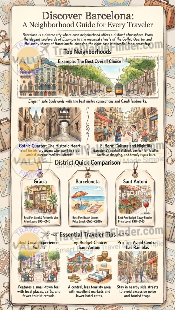Where to Stay in Barcelona Best Areas Neighborhood Guide Infographic
