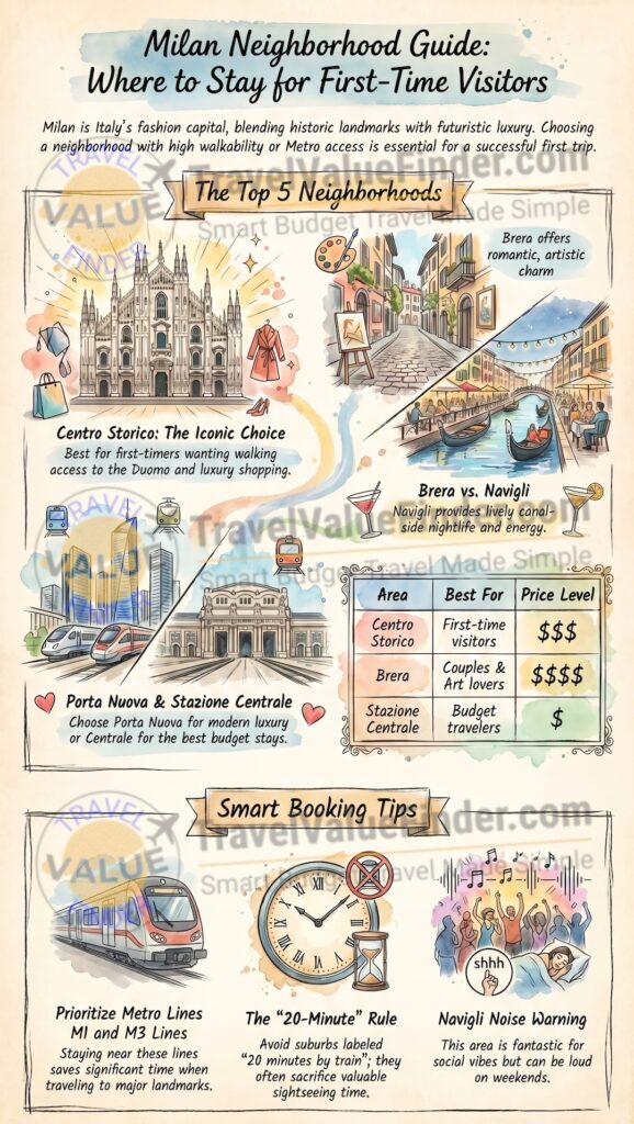 Where to Stay in Milan - Best Areas Explained for First-Time Visitors - Infographic