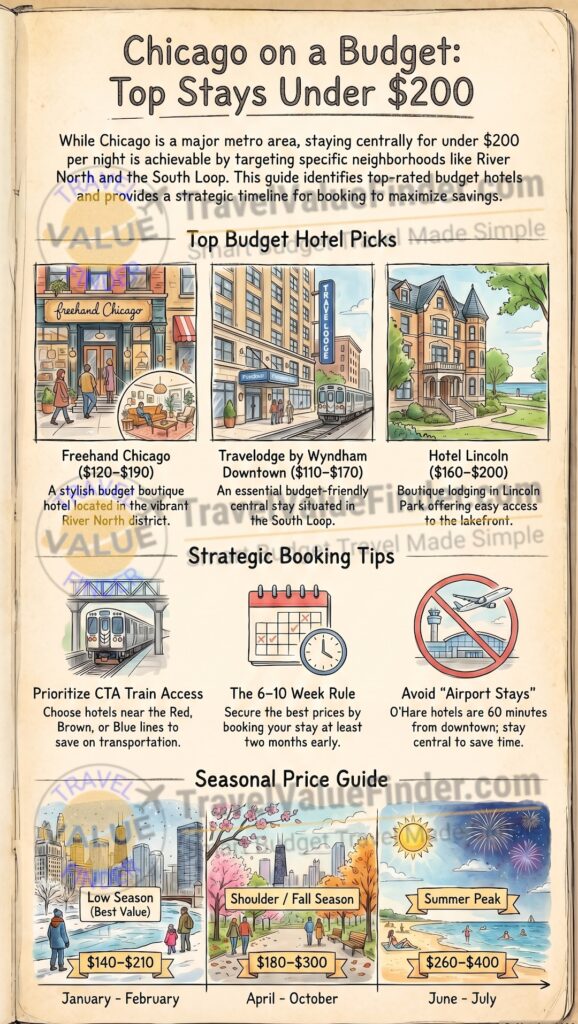 Cheap Hotels in Chicago Under $200 - Best Affordable Stays - Infographic