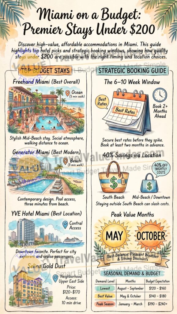 Cheap Hotels in Miami Under $200 - Best Budget Stays Near Beach & Downtown - Infographic