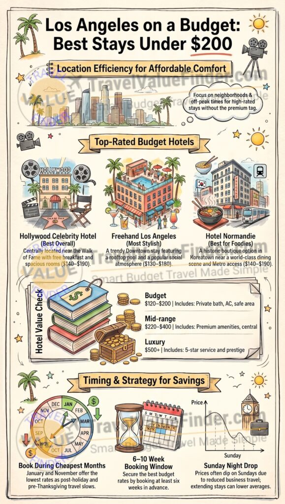 Infographic - Cheap Hotels in Los Angeles Under $200 (Best Budget Hotels)