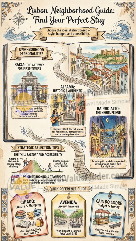 Infographic - Where to Stay in Lisbon - Best Neighborhoods, Hotels & Local Insights