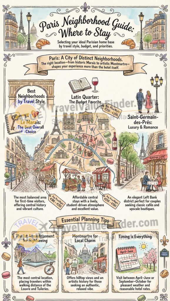 Infographic- Where to Stay in Paris - Affordable & Best Budget Hotels for Every Traveler