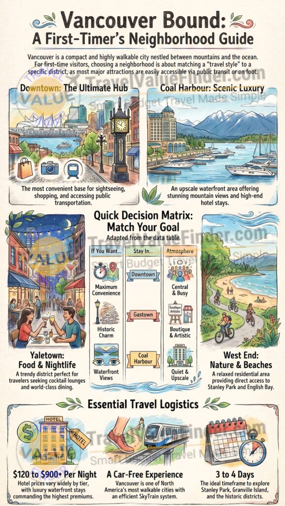 Infographic - Where to Stay in Vancouver - Best Areas & Hotels for First-Time Visitors