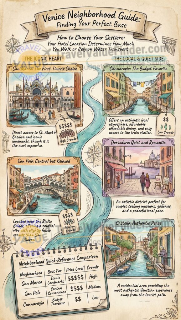 Infographic - Where to Stay in Venice - Best Areas, Hotels & Neighborhoods for Every Budget