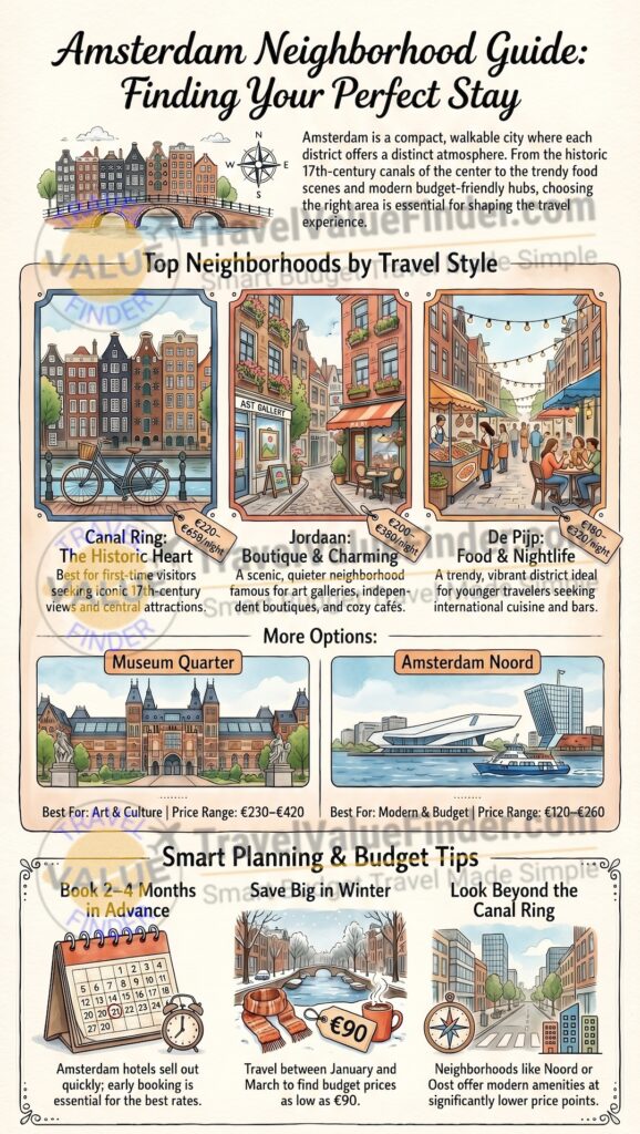 Where to Stay in Amsterdam - Best Areas & Neighborhood Guide - Infographic