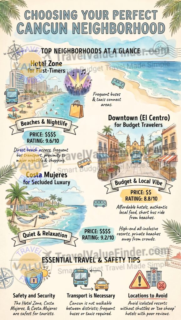 Where to Stay in Cancun Top Neighborhoods -Infographic