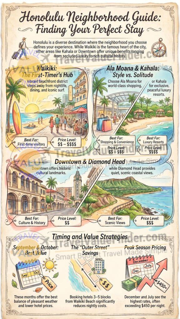 Where to Stay in Honolulu - Best Areas, Beaches & Hotels for Travelers- Infographic