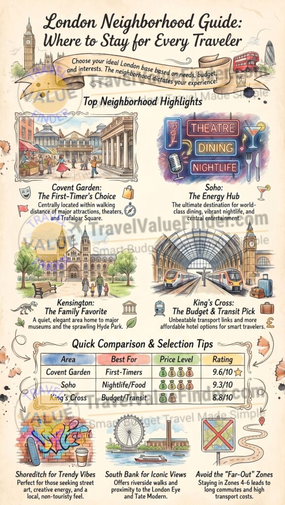 Where to Stay in London - Best Areas, Hotels & Neighborhoods for Every Budget - Infographic