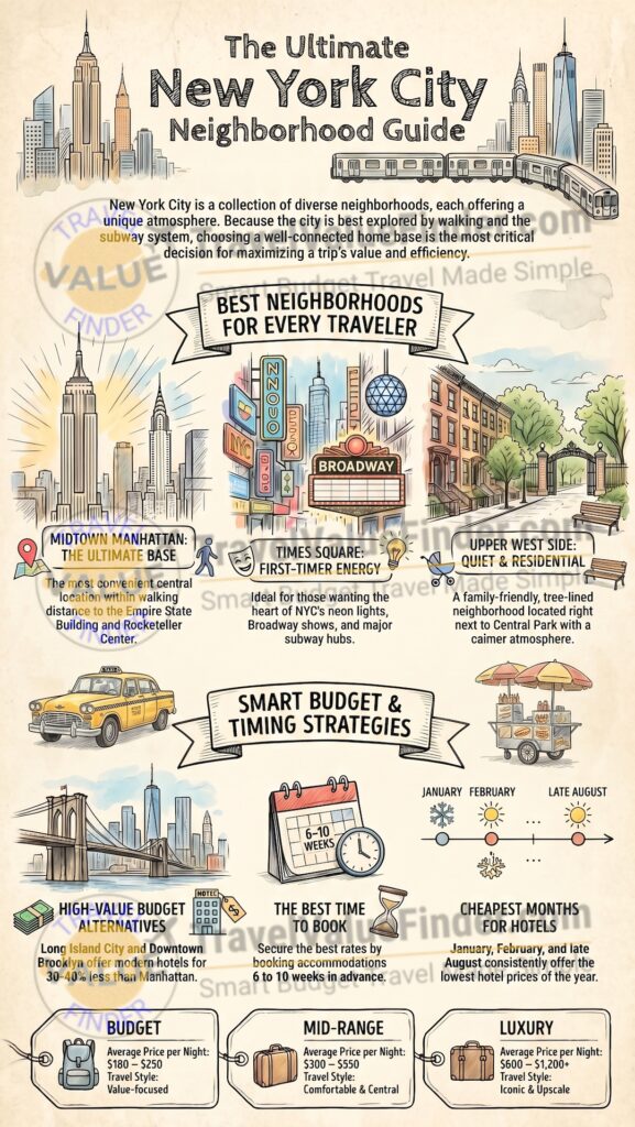 Where to Stay in New York - Best Areas & Neighborhood Guide- Infographic