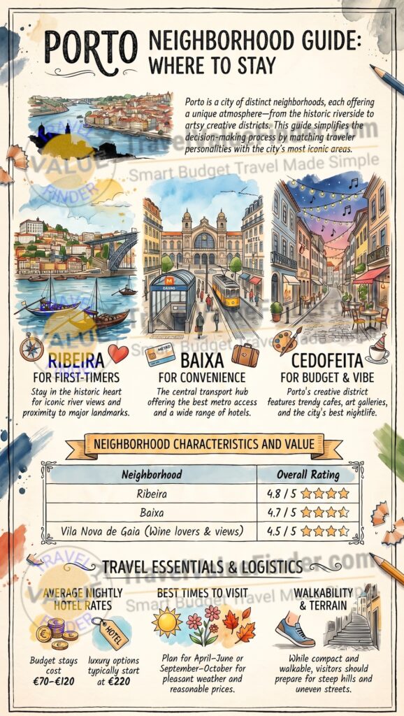 Where to Stay in Porto - Best Neighborhoods & Hotels for Every Budget - Infographic