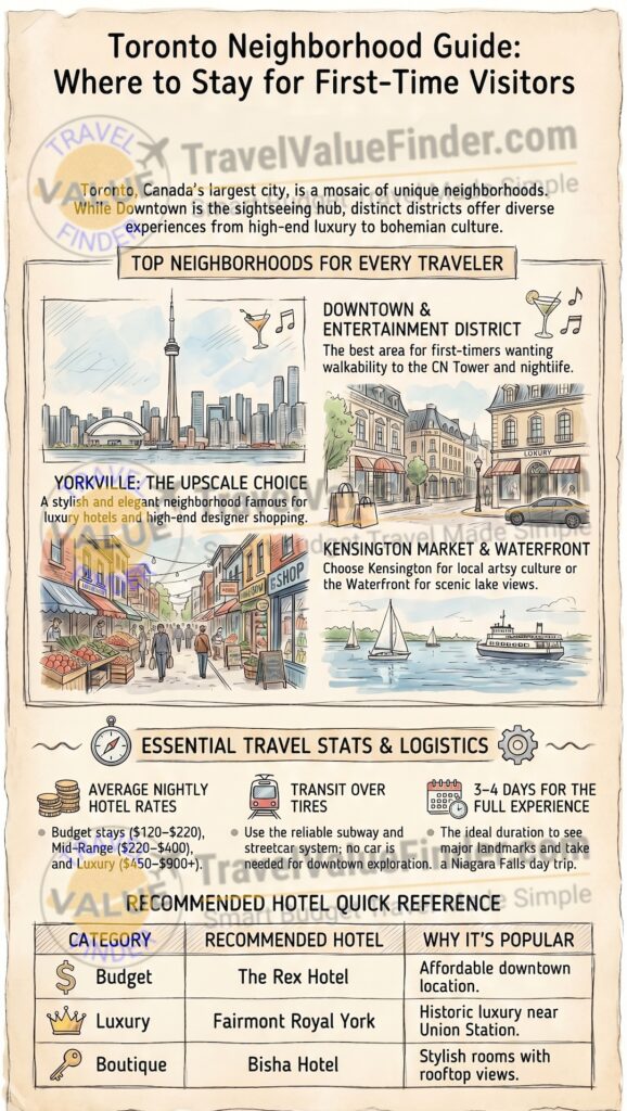 Where to Stay in Toronto - Best Areas & Hotels for First-Time Visitors - Infographic