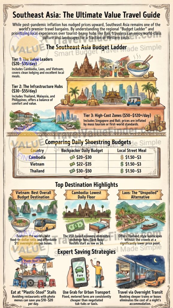 Best Budget Travel Southeast Asia - How Much Does it Cost to Visit - Infographic