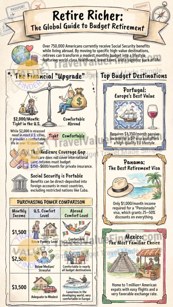 Best Countries to Retire Abroad on a Budget - Infographic