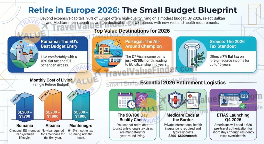 Best Places to Retire in Europe on a Small Budget - Retire in Europe - Infographic