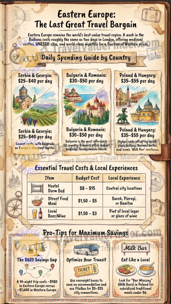 Eastern Europe on a Budget Cheapest Countries Top Tips Infographic