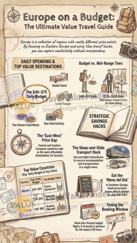 How to Travel Europe on a Budget: The Complete 2026 Guide 2 Infographic - Budget Travel Europe - How to Travel Europe on a Budget