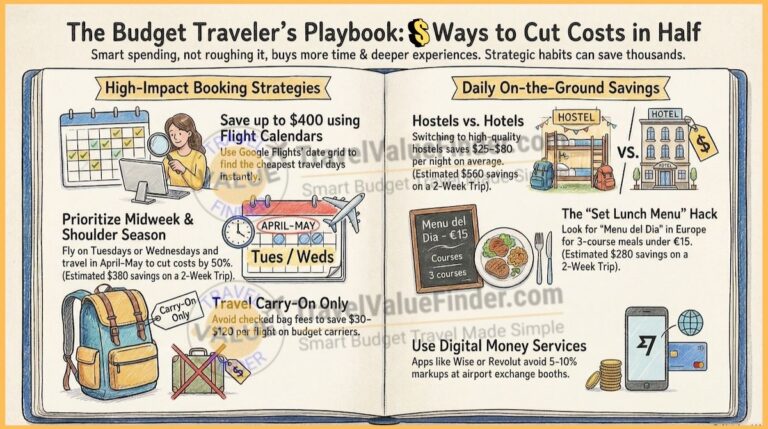 How to Travel Cheap: 25 Tips to Cut Your Travel Budget in Half 3 Infographic - How to Travel Cheap