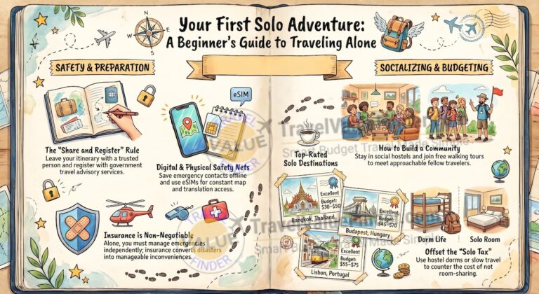 Infographic - Solo Travel Tips for First-Timers - How to Travel Alone Safely