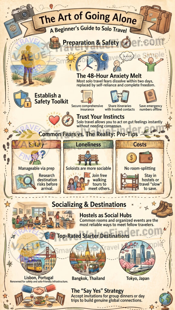 Solo Travel Tips for First-Timers: How to Travel Alone Safely 2 Solo Travel Tips for First-Timers - How to Travel Alone Safely - Infographic