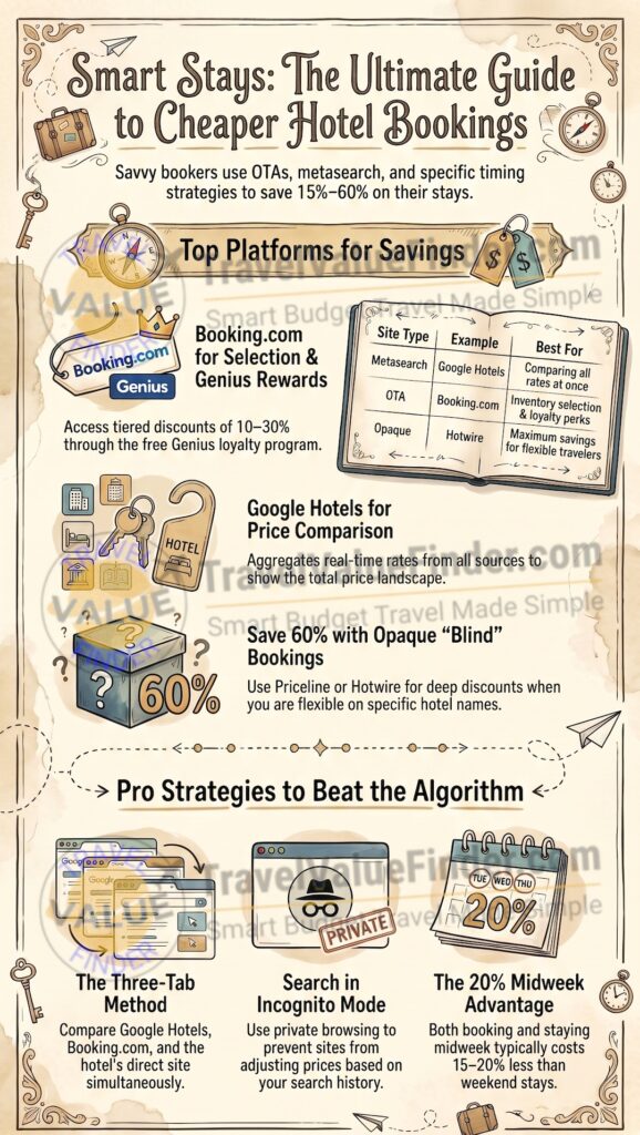 Best Hotel Booking Sites - How and Where to Find the Cheapest Hotel Deals - Infographic