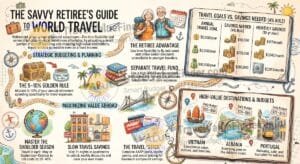 How to Afford Travel in Retirement on a Fixed Income - Savvy Retiree World Travel Guide Infographic - Travel Value Finder