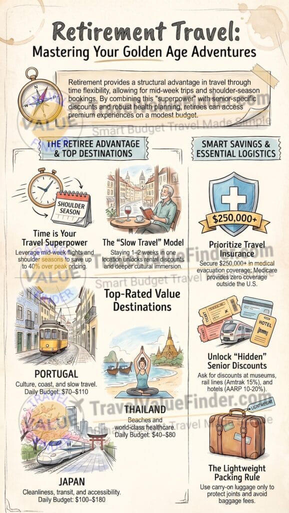 How to Travel in Retirement - Mastering Your Retirement Travel Infographic - Travel Value Finder