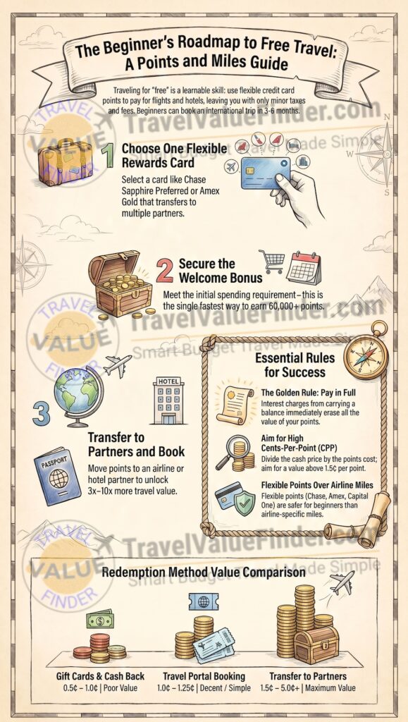 How to Use Points and Miles to Travel for Free: A Beginner's Guide 2 How to Use Points and Miles to Travel for Free - A Beginner's Guide Infographic