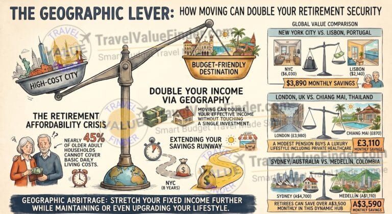 How to Use a Retirement Cost of Living Calculator - to Compare Cities Worldwide Infographic - Travel Value Finder
