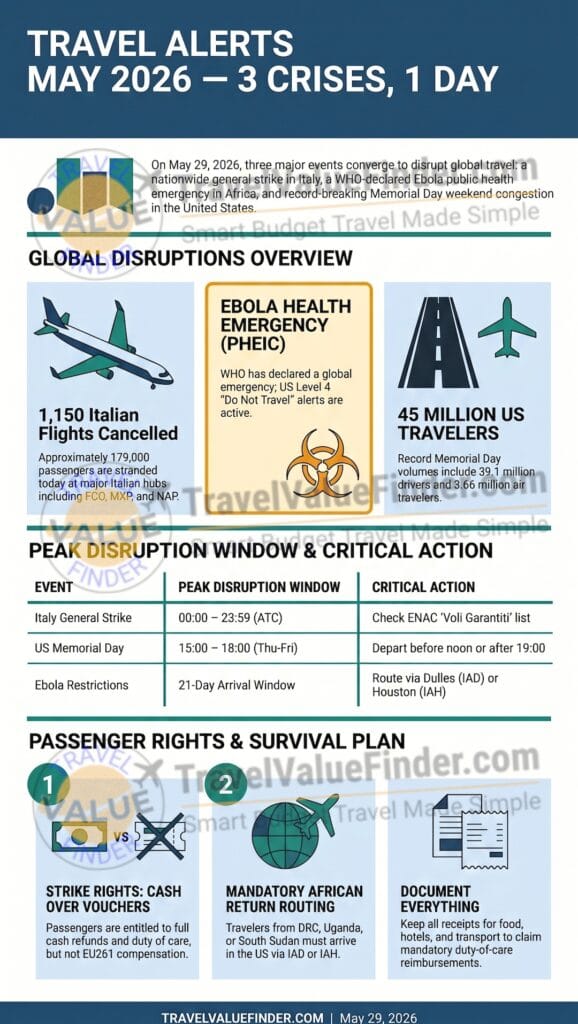 Global Travel Alerts May 2026 - 3 Urgent Disruptions Every Traveler Must Know This Week Infographic - Travel Value Finder